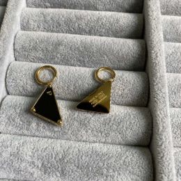 Designer Sieraden Earing Diamond Tri-Angle Symbole Ontwerp Zwarte Stud Hoepel Vrouwen 18K Goud Zilver Letter Graveren Dangle Oorbellen