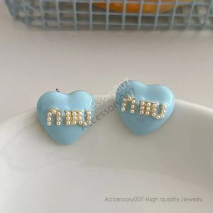 Boucles d'oreilles de créateur en forme de lettre d'amour, perle bleue, glaçure, cœur de pêche, Niche, Design, nouveaux bijoux, 2023