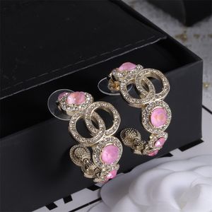 Boucles d'oreilles de bijoux de créateur rose Crystal femelle cool mignon boucles d'oreilles de fée douce et à la mode