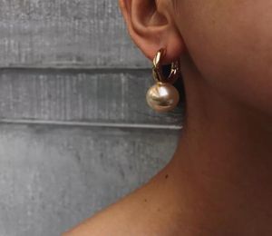 Designer sieraden mode Big Round Pearl Drop oorbellen Hoge kwaliteit goud Dange oorbellen voor vrouwen luxe elegant merk Bijoux SH12434155