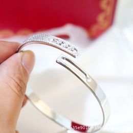 Bijoux de créateurs de mode en argent sterling S925 Premium plein de diamants large bracelet incrusté de bijoux de style japonais et coréen pour femmes