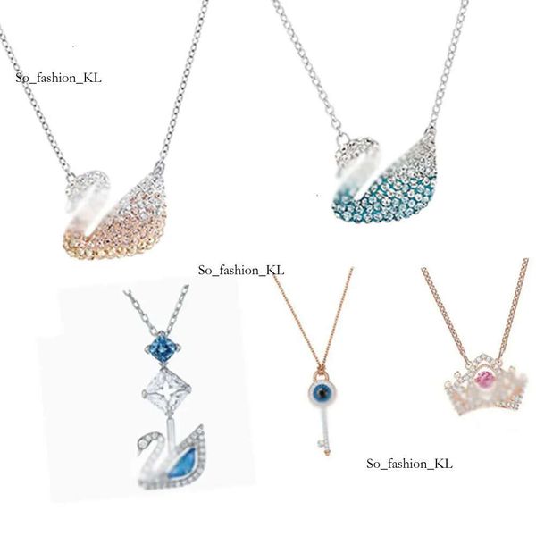 Designer Jewelry Fashion Swan Colliers de bijoux Femme Gold Swan Batter Heart Gradient Diamond Pendant Swarovski Collier Exprime leur boîte-cadeau d'amour 417