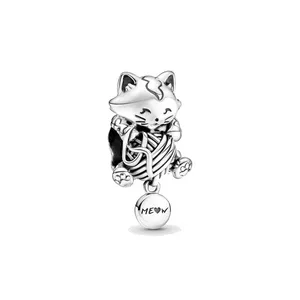 Bijoux de créateurs Fit Pandora Bracelet Charms Perle Chaton Fil Boule 925 Argent Amour Bracelets Perles Chaîne De Bijoux Charme Femmes Perlées