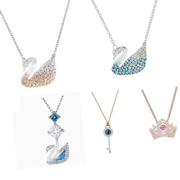 Bijoux de créateurs pour femmes à la mode, collier avec pendentif en diamant dégradé de cœur battant de cygne en or VS colliers d'oeil du diable expriment leur boîte cadeau d'amour