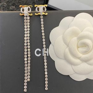 Designer sieraden voor dames charme goudstudie merk cel elegante diamant tassel sier oorbellen dames bruiloft aretes 2312253xq