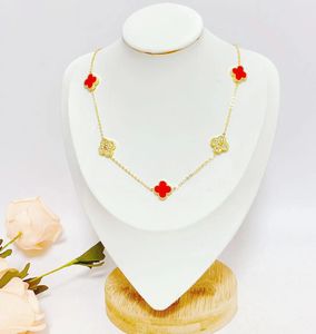 Designer Jewelry Four Leaf Clover collier Rose Gold Silver lien chaîne pendentifs Collier pour femmes hommes fête de mariage cadeau amour colliers