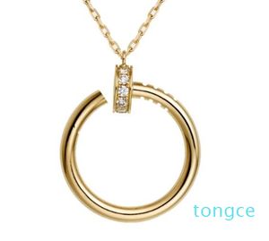Bijoux de créateurs Gold Colliers de ongles adultes pour femmes Platine Rose Full Diamonds en acier inoxydable à longue chaîne Fashion Engagement Gift