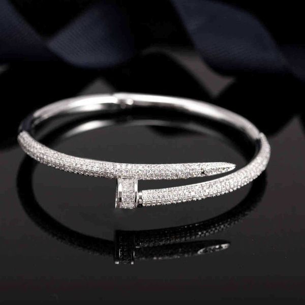 Joyería de diseño de alta calidad 925 brazalete de plata para hombre Forma de uñas brazaletes de acero de titanio encanto pulseras de acero inoxidable para mujeres hombres al por mayor 5FT1