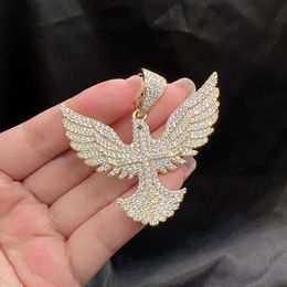 Bijoux de créateurs Hip Hop Hiphop Bird Wings Charms 18k Gold plaqué CZ Zircon Collier Animal Pendeur pour femmes