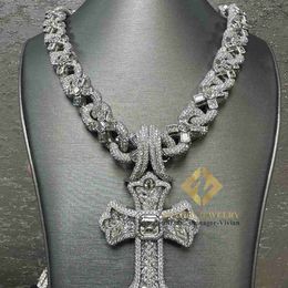 Joyas de diseñador Collar de joyería de hip hop Plata 925 Iced Out vvs Moissanite Diamond Fashion Cuban Chain Link