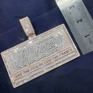 Ontwerper Sieraden Hip Hop S925 Rose Vergulde Pass Diamond Tester Iced Out VVS Moissanite Zilver 4Inch Letter Religie Ketting Hanger