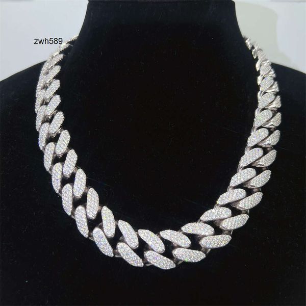 Designer Jewelry Hop Hip Hop Miami Wholesale 18 mm 3rows Iced Out Bling Diamond Link Jewelry Moisanite Cuban chaîne