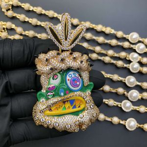 Bijoux de créateurs vente chaude personnalisé dessin animé Avatar collier incrusté à la main Vvs haute qualité Moissanite 12345 pouces Hip Hop Pop pendentif