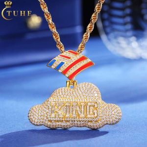 Designer Sieraden hot selling Hip Hop Accepteer Gepersonaliseerde Aangepaste Vlag Bail 925 Sterling Zilver VVS Moissanite Diamant Iced Out Cloud Baguette Letter King Hanger