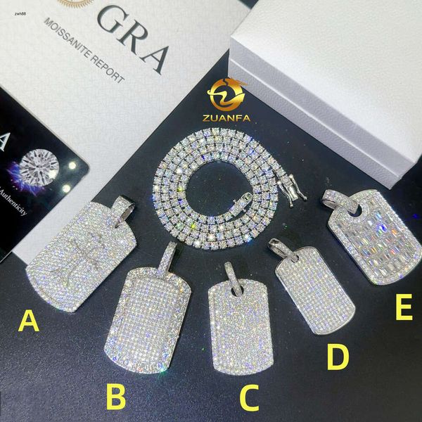 Bijoux de créateurs Vente chaude Hip Hop Prix d'usine Pendentifs glacés VVS Moissanite Diamant Hip Hop Bijoux Divers pendentif étiquette de chien avec certificat gra