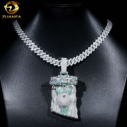 Bijoux de créateur vente chaude Hip Hop rappeur 925 argent Sterling mélange personnalisé bleu vert Moissanite Jésus pièce pendentif