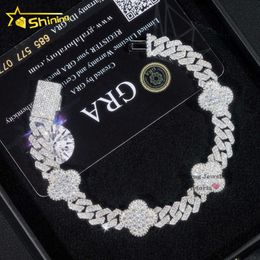 Designer Sieraden Hot Selling Hip Hop S925 VVS Moissanite Groothandelsprijs 14k goud iced out fijne 10mm lucky klavertje vier Cubaanse schakelarmband voor mannen