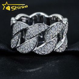 Designer Sieraden Hot Selling Hip Hop S925 VVS Moissanite Wit vergulde mode mannen cubaanse link ringen sterling zilver GRA diamanten ring