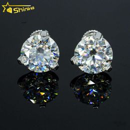 Bijoux de créateurs Vente chaude Hip Hop S925 VVS Moissanite Boucles d'oreilles de luxe 3 griffes 10mm VVS Diamant 925 Sterling Silver Vis Back Ear Stud pour hommes et femmes