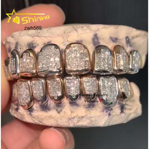 Designer sieraden Hot Selling Hip S925 Top Bottom 6 Hop Iced Out Onzichtbare Setting Princess Cut Custom VVS Moissanite Diamond Grillz