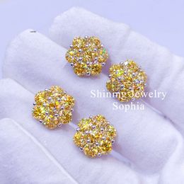 Bijoux de créateurs Vente chaude Hop VVS Moissanite Hip hop hommes bijoux S925 en argent sterling plaqué or Micro Pave jaune couleur moissanite boucle d'oreille