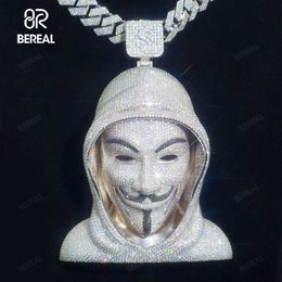 Bijoux de créateurs Vente chaude S925 VVS personnalisé VVS glacé Moissanite 3D V Vendetta dessin animé Hip Hop Pass testeur de diamant 925 pendentif en argent pour hommes