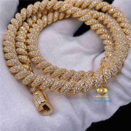 Bijoux de créateurs HOTSALE HIP HOP ICED OUT SORT VVS Collier de chaîne de corde Moisanite 925 STERLING Silver Figaro Chain 925 Hommes