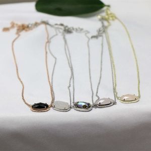 Bijoux de créateurs Kendras Scotts Collier K Verre Noir Coquille D'ormeau Blanc Cristal Dent Poudre Cristal Pierre Collier pour Femmes Clavicule Chaîne