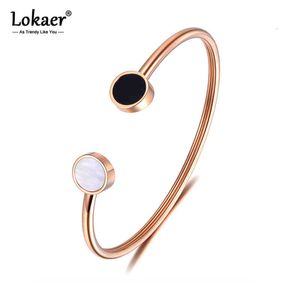 Bijoux de créateur Lokaer Bracelet en acier inoxydable blanc noir coquille couleur or Rose Bracelet conception Simple cadeau de noël B18175