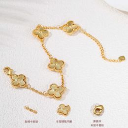 Bijoux de créateurs Bracelet de luxe Chaîne à maillons Vanca Fleur double face Trèfle à quatre feuilles Bracelet à cinq fleurs pour femmes 18 carats en or véritable Niche -fin