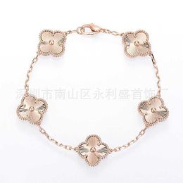 Joyería de diseño Pulsera de lujo Cadena de eslabones Vanca Trébol de cuatro hojas Pulsera de cinco flores Mujer Fritillary blanco Calcedonia roja 18k Oro rosa SE0S