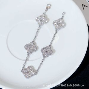 Bijoux de créateurs Bracelet de luxe Lien Chaîne Vanca V Gold Clover Bracelet Femmes Platinum Clover Cinq Fleur Plein Diamant Mode Bracelet Femmes QXYV