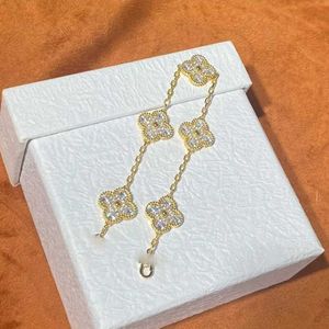 Designer sieraden luxe armband linkketen Vanca caleidoscoop 18k gouden busje klaver armband met sprankelende kristallen en diamanten perfect cadeau voor vrouwen meisjes 6jgs