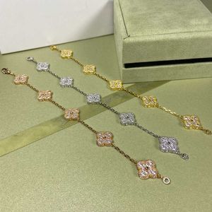 Designer sieraden luxe armband linkketen Vanca caleidoscoop 18k gouden busje klaver armband met sprankelende kristallen en diamanten perfect cadeau voor vrouwen meisjes cnmh