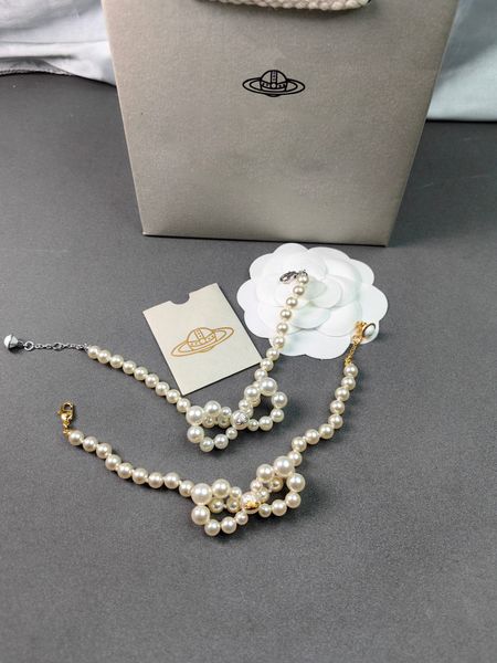 Bijoux de créateur Bracelet de luxe Signe Signal Metal Pearl Bow Elegant Brand Bracelet Bracelet Mashion Assormer avec Boîte-cadeau pour filles