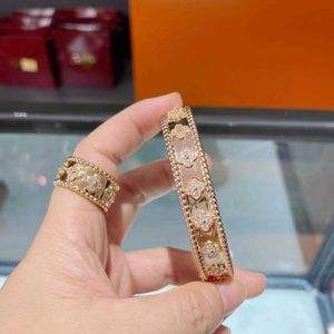 Designer sieraden luxe armband Vanca caleidoscoop 18k gouden busje klaver armband met sprankelende kristallen en diamanten perfect cadeau voor vrouwen meisjes bv7o