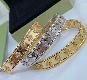Bijoux de créateur Bracelet de luxe Vanca Kaleidoscope 18k Gold Van Clover Bracelet avec cristaux étincelants et diamants Perfect Gift For Women Girls Djyk