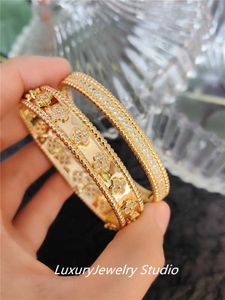 Designer sieraden luxe armband Vanca caleidoscoop 18k gouden busje klaver armband met sprankelende kristallen en diamanten perfect cadeau voor vrouwelijke meisjes kxvg