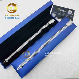 Bijoux de créateurs Luxury Hip Hop VVS Collier Moisanite 925 STERLING Silver for Men Bracelet Diamond Cuban Link Chain
