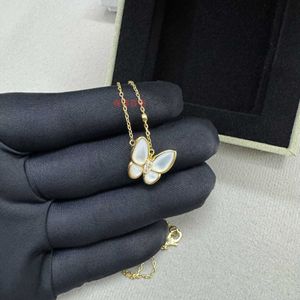 Designer sieraden luxe Vanca Accessories v Gold Butterfly ketting voor damesstijl veelzijdige vlinder S925 zilveren wit fritillaria vlinderkraagketen