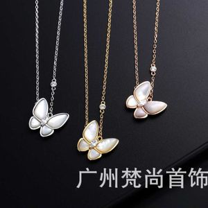 Designer Jewelry Luxury Vanca Accessories Hoge Versie Butterfly White Fritillaria ketting Versie Fashion Simple Fairy Collar Chain Hanger Live