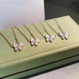 Designer sieraden luxe Vanca Accessories White Fritillaria Butterfly ketting voor vrouwen 18K Rose Gold Lock Bone Chain Minimalist