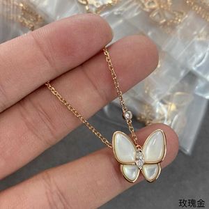 Designer sieraden Luxe Vanca Accessories 925 Puur zilveren Natuurlijk Wit Fritillaria Butterfly ketting Trendy ketting