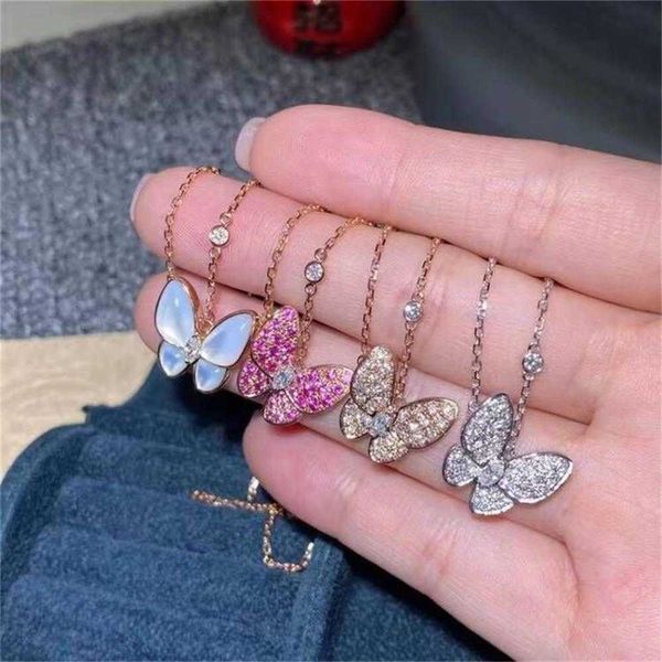 Bijoux de créateurs Luxury Accessoires Vanca White Fritillaria Butterfly Collier Clover Full Diamond Pendant High Version V Version V Gold