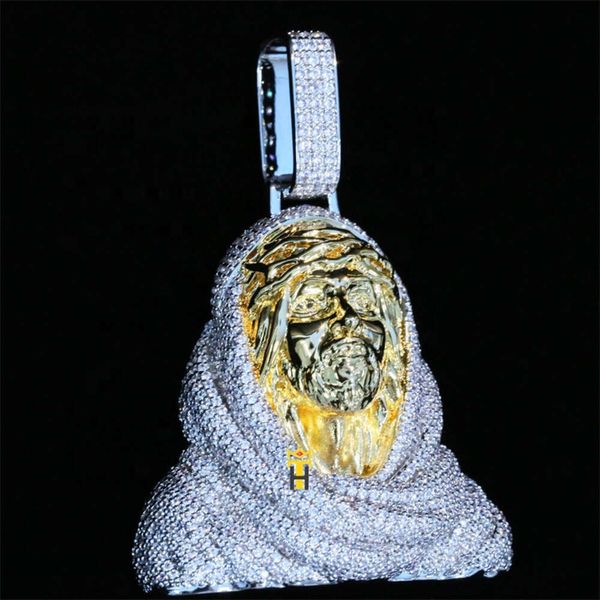 Designer Bijoux Hommes personnalisé portrait pendentif 10k 14k 18k plaqué or glacé diamant hip hop bijoux jésus pendentif
