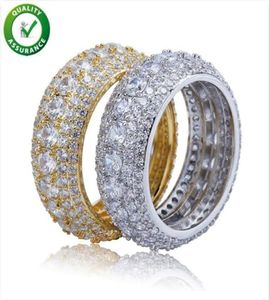 Designer Jewelry Mens Gold Anneaux Hip Hop Iced Out Ring Micro pavé CZ Diamond Engagement Mariage Fingerring For Men Women Women Luxury 4762574