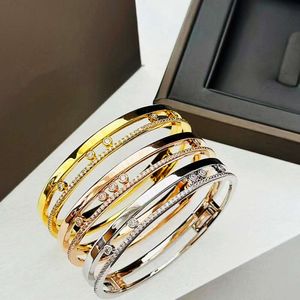 Designer Bijoux Messikas Version Haute V-Or Nouveau Diamant Lisse Incrusté Trois Bracelets Mobiles Femmes Couples Classiques Bracelet Agile