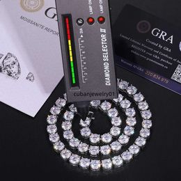 Collar de joyería de diseñador 5 mm 6 mm de alta calidad VVS1 Collar de tenis de moissanite S925 Collares de plata esterlina para hombres Pases de diamantes Pass Hazado