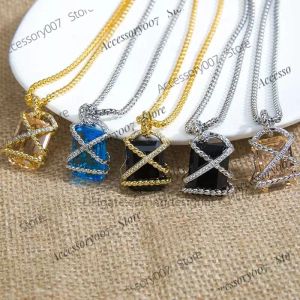 designer sieraden ketting Box Chain Designer Luxe Kettingen Smaragd Hanger Ketting Twist Kronkelend Ontwerp Vergulde Messing Kettingen voor Vrouwen Mannen Gift