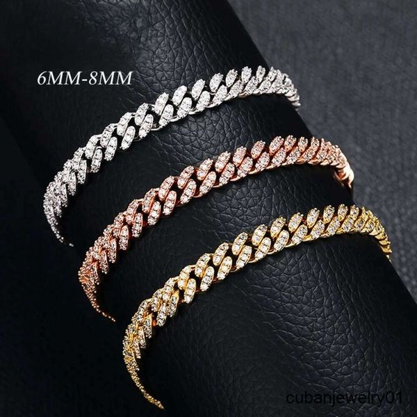 Collier de bijoux de créateur bracelet 6mm 8mm mode miami bracelet de chaîne cubaine pour femmes hommes bijoux hip hop chaîne de zircone cubique cadeau expédition de baisse